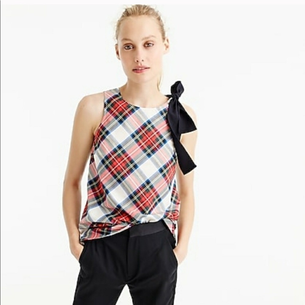 J Crew Plaid Tank Top with Bow size 00